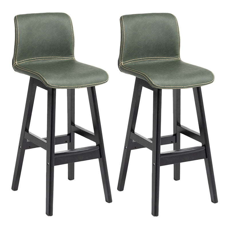 Scandinavian Rubberwood Home Stool Matte Finish Leather Barstool