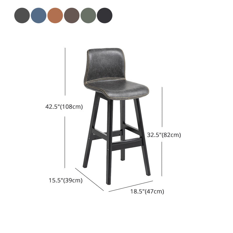 Scandinavian Rubberwood Home Stool Matte Finish Leather Barstool