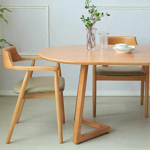 Contemporary Oval Dining Table Solid Wood Dining Table with Sled Base