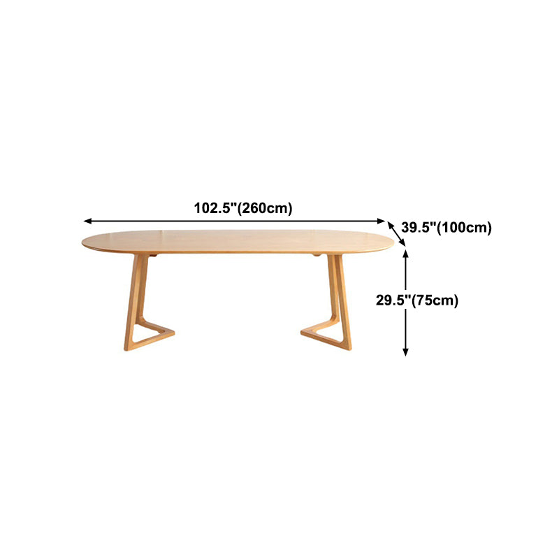 Contemporary Oval Dining Table Solid Wood Dining Table with Sled Base