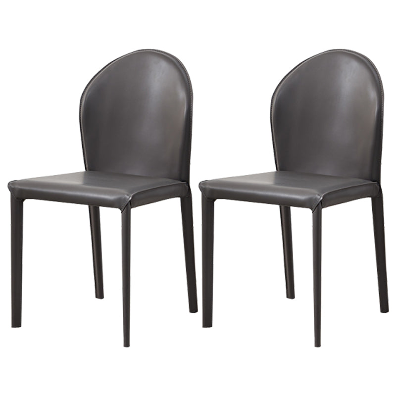 Contemporary Armless Solid Back Chair for Home Leather Dining Side Chair