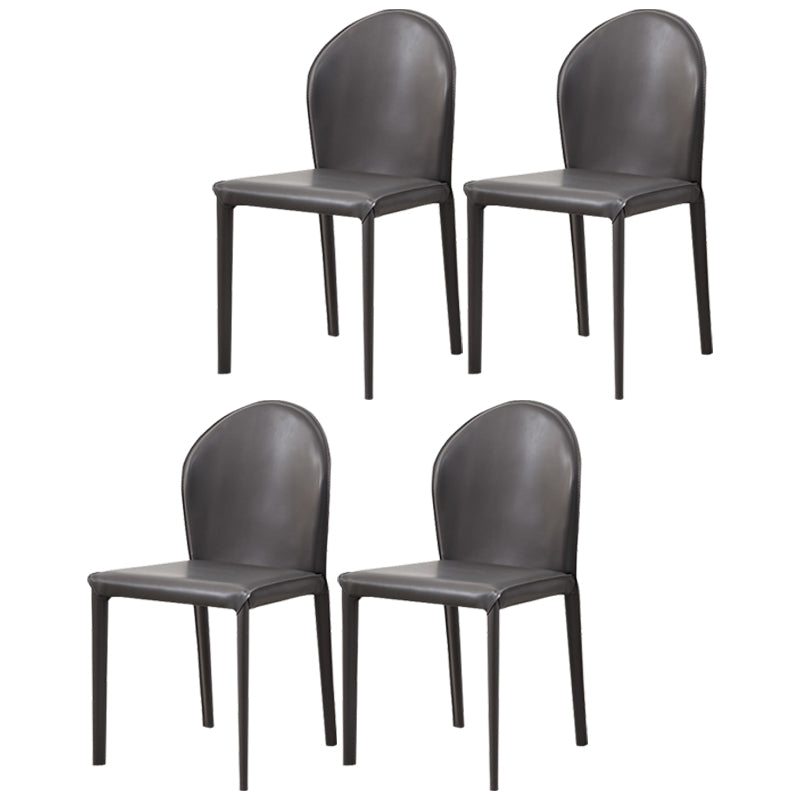 Contemporary Armless Solid Back Chair for Home Leather Dining Side Chair