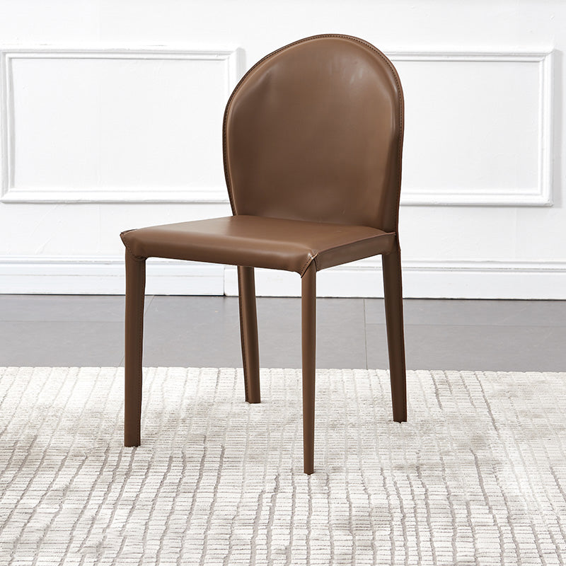 Contemporary Armless Solid Back Chair for Home Leather Dining Side Chair