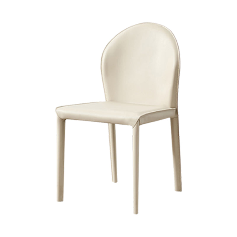 Contemporary Armless Solid Back Chair for Home Leather Dining Side Chair