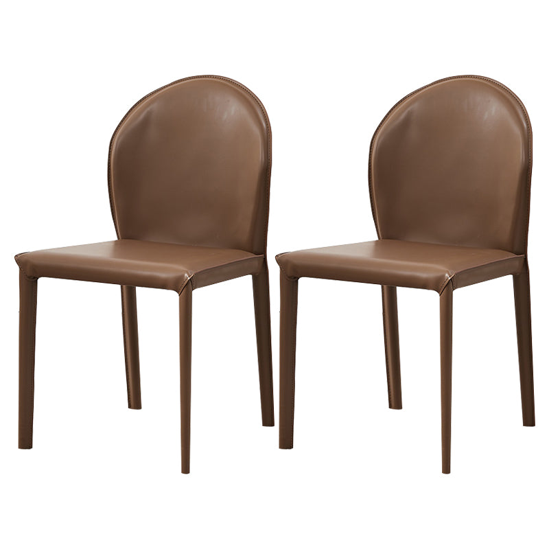 Contemporary Armless Solid Back Chair for Home Leather Dining Side Chair