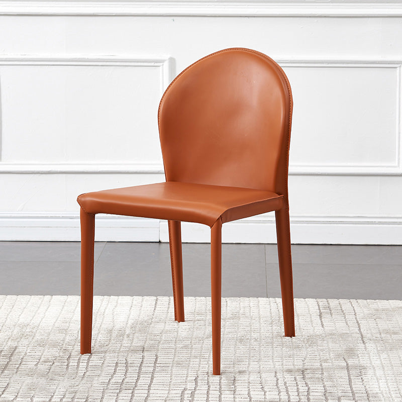 Contemporary Armless Solid Back Chair for Home Leather Dining Side Chair