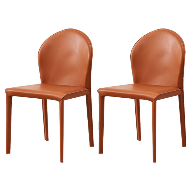 Contemporary Armless Solid Back Chair for Home Leather Dining Side Chair