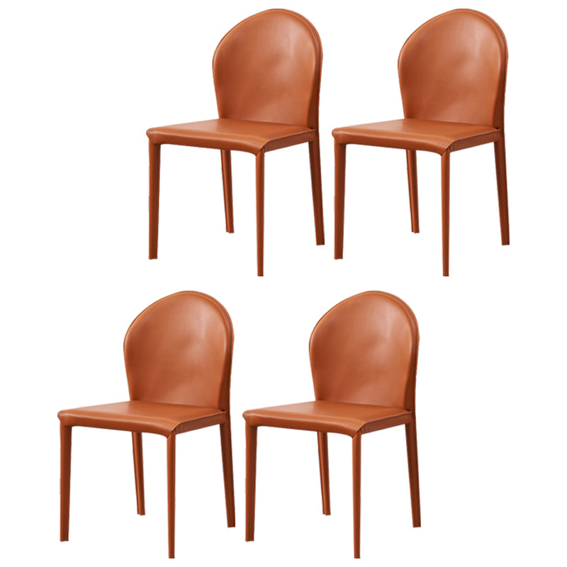 Contemporary Armless Solid Back Chair for Home Leather Dining Side Chair