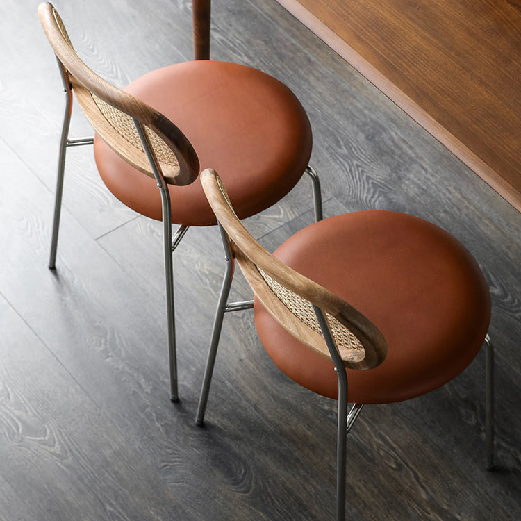 Industrial Style Faux Leather Dining Chairs Open Back Dining Side Chair