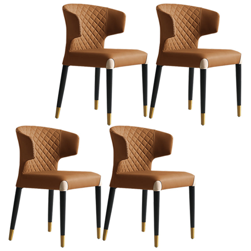 Minimalist Style Leather Dining Side Chair Wingback Armless Dining Chair