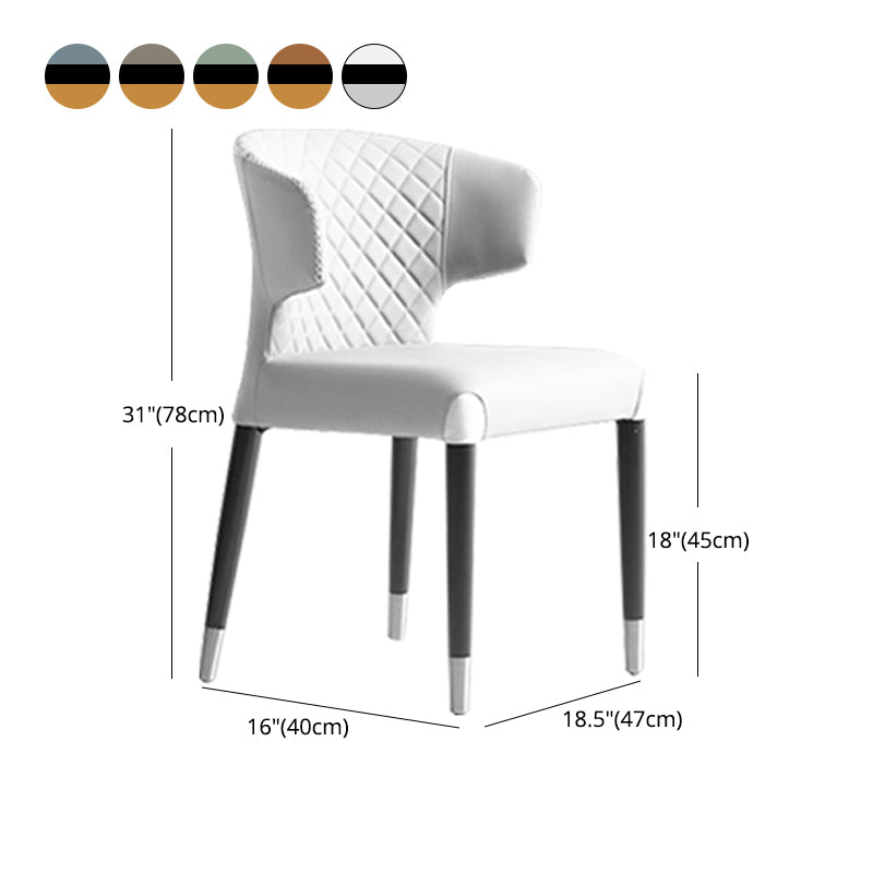 Minimalist Style Leather Dining Side Chair Wingback Armless Dining Chair