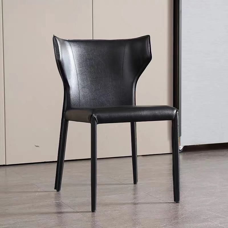 Modern Chair Dining Armless Wingback Chair for Kitchen with Metal Legs