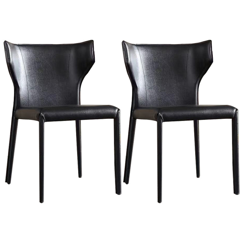 Modern Chair Dining Armless Wingback Chair for Kitchen with Metal Legs