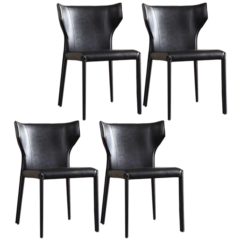 Modern Chair Dining Armless Wingback Chair for Kitchen with Metal Legs