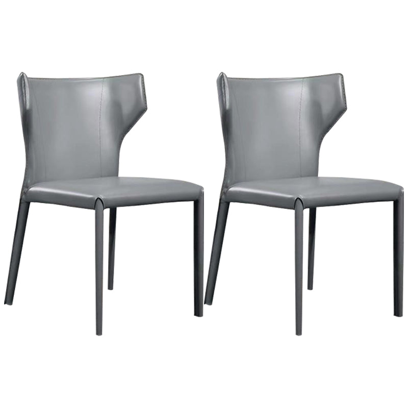 Modern Chair Dining Armless Wingback Chair for Kitchen with Metal Legs