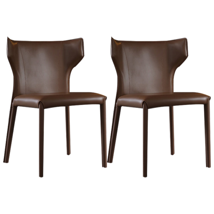 Modern Chair Dining Armless Wingback Chair for Kitchen with Metal Legs