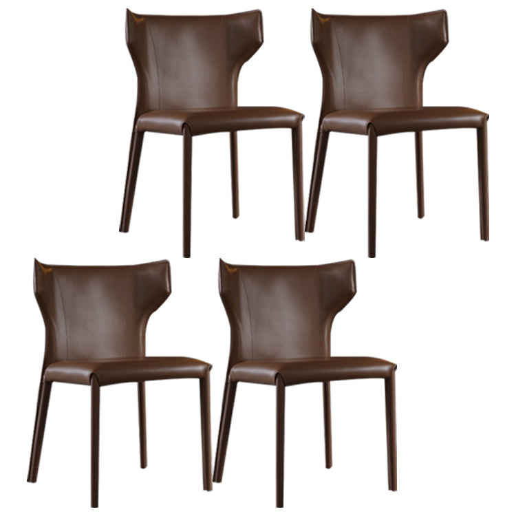 Modern Chair Dining Armless Wingback Chair for Kitchen with Metal Legs