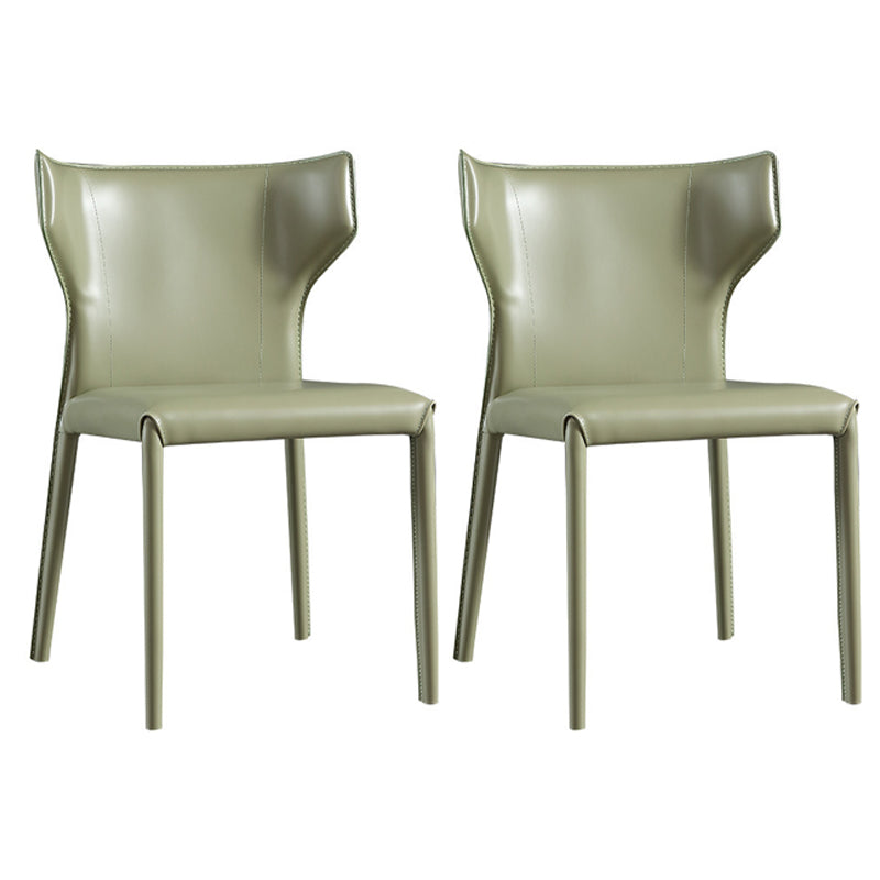 Modern Chair Dining Armless Wingback Chair for Kitchen with Metal Legs