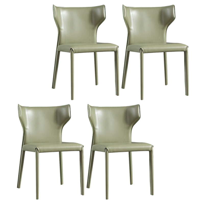 Modern Chair Dining Armless Wingback Chair for Kitchen with Metal Legs