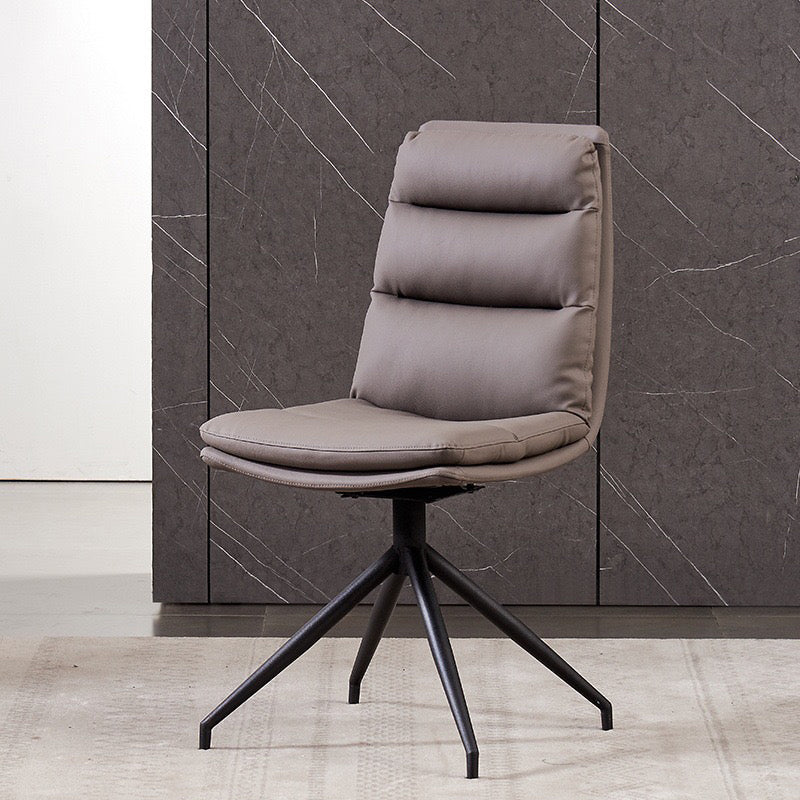 Minimalist Style Armless Solid Back Chair for Home Faux Leather Side Chair