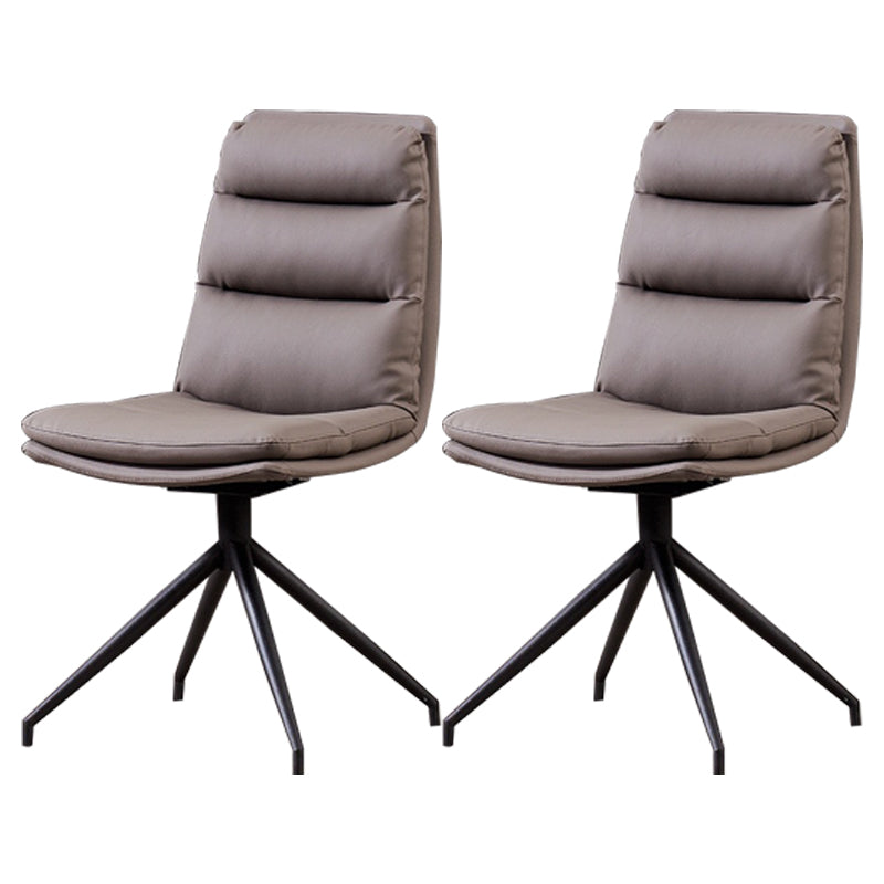 Minimalist Style Armless Solid Back Chair for Home Faux Leather Side Chair