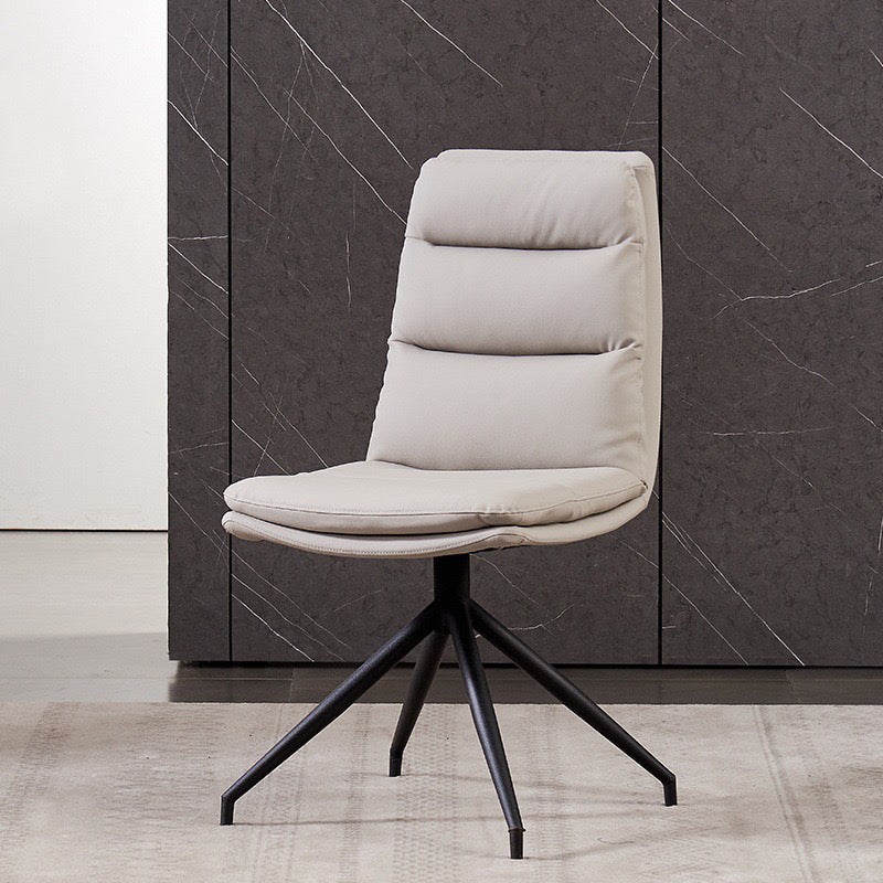 Minimalist Style Armless Solid Back Chair for Home Faux Leather Side Chair