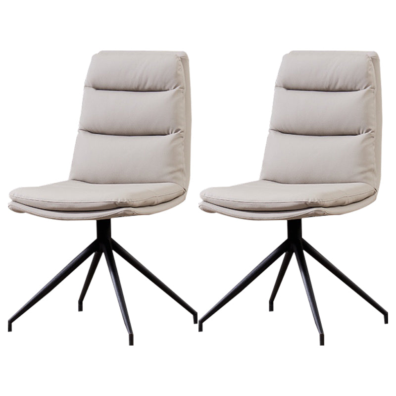 Minimalist Style Armless Solid Back Chair for Home Faux Leather Side Chair