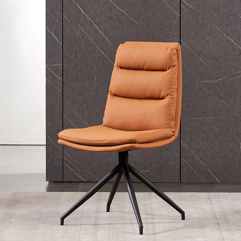 Minimalist Style Armless Solid Back Chair for Home Faux Leather Side Chair