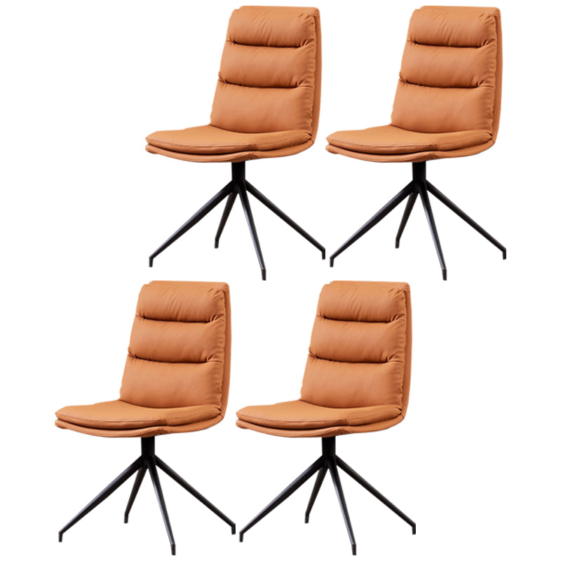 Minimalist Style Armless Solid Back Chair for Home Faux Leather Side Chair