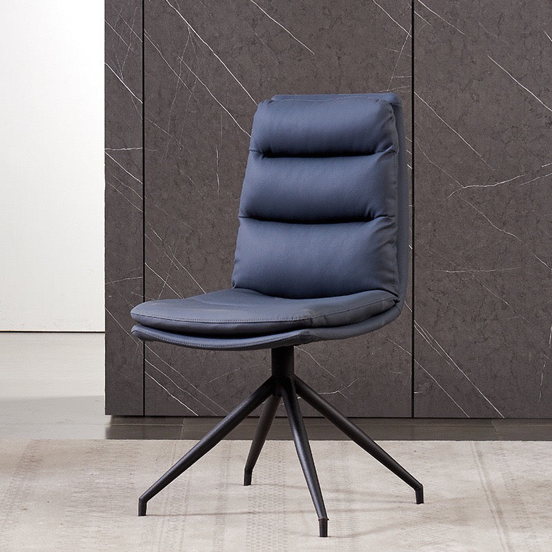 Minimalist Style Armless Solid Back Chair for Home Faux Leather Side Chair