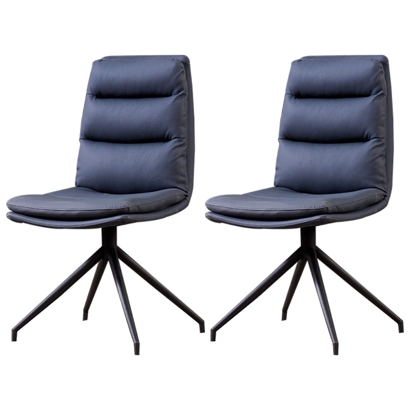 Minimalist Style Armless Solid Back Chair for Home Faux Leather Side Chair