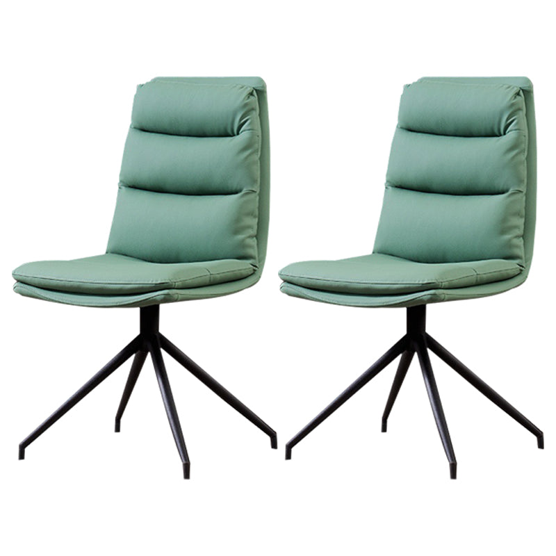 Minimalist Style Armless Solid Back Chair for Home Faux Leather Side Chair