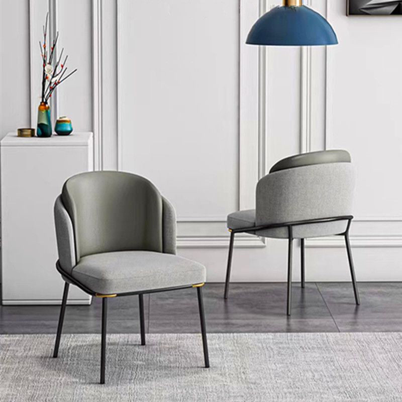 Contemporary Metal Dining Chair Upholstered Armless Chair for Home Use