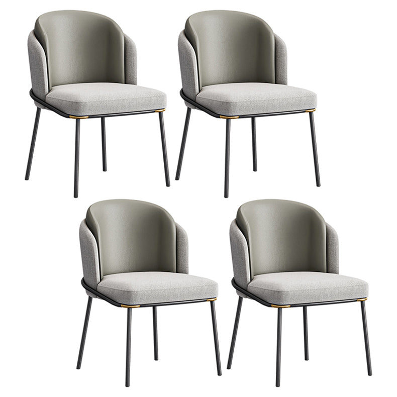 Contemporary Metal Dining Chair Upholstered Armless Chair for Home Use