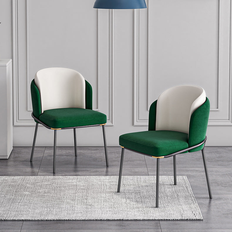 Contemporary Metal Dining Chair Upholstered Armless Chair for Home Use