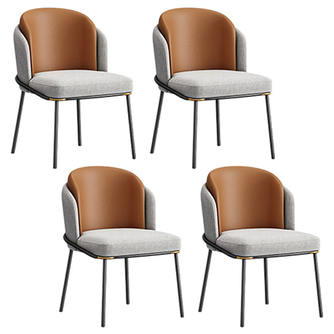 Contemporary Metal Dining Chair Upholstered Armless Chair for Home Use