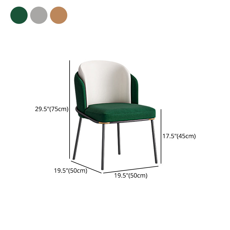 Contemporary Metal Dining Chair Upholstered Armless Chair for Home Use