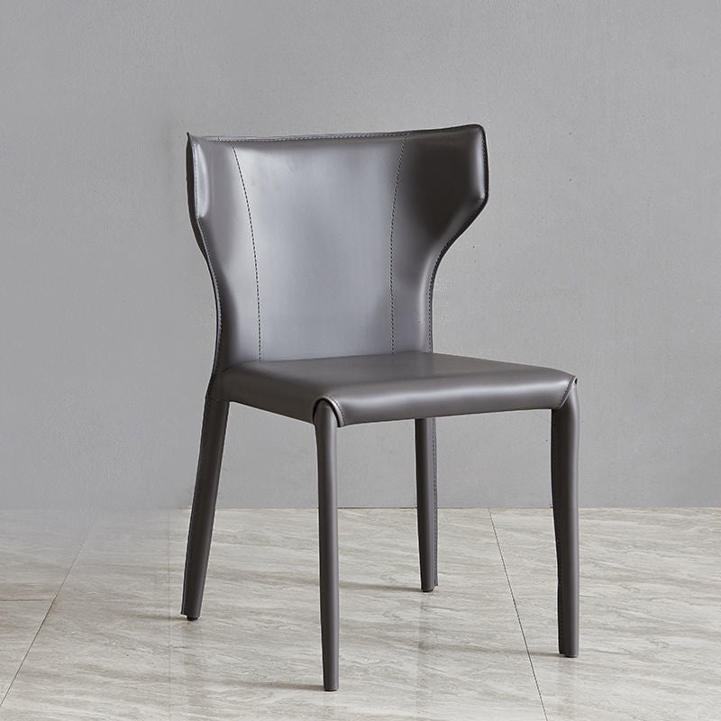 Contemporary Metal Dining Chair Armless Wingback Side Chair for Home Use