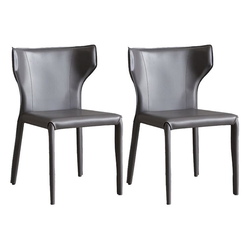 Contemporary Metal Dining Chair Armless Wingback Side Chair for Home Use