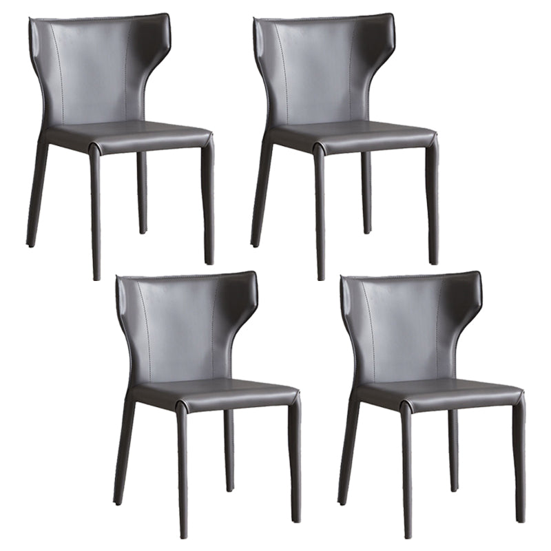 Contemporary Metal Dining Chair Armless Wingback Side Chair for Home Use