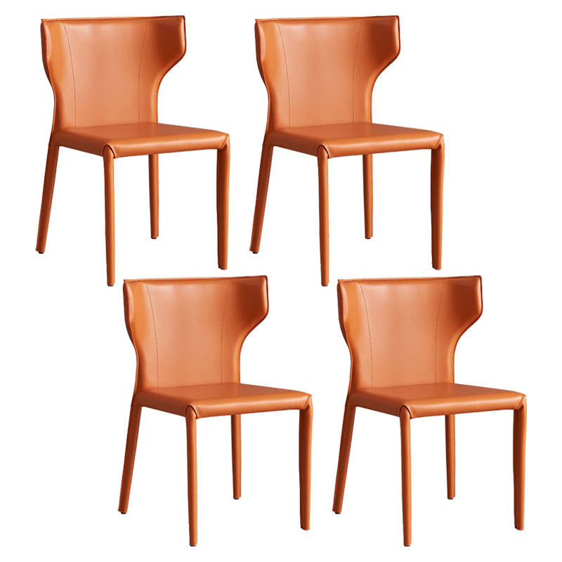 Contemporary Metal Dining Chair Armless Wingback Side Chair for Home Use