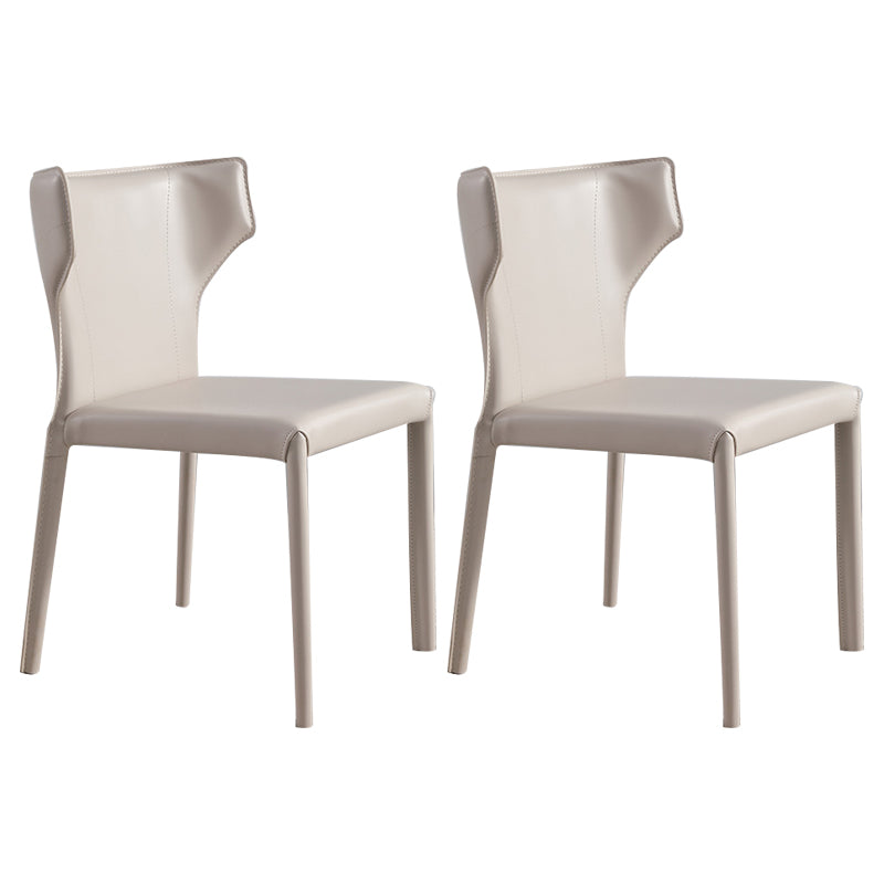 Contemporary Metal Dining Chair Armless Wingback Side Chair for Home Use