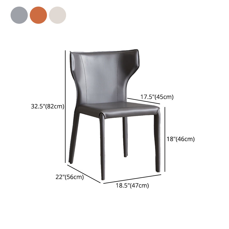 Contemporary Metal Dining Chair Armless Wingback Side Chair for Home Use