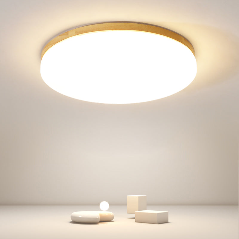 Modern Style Round Ceiling Light Wood LED Flush Mount Light for Living Room