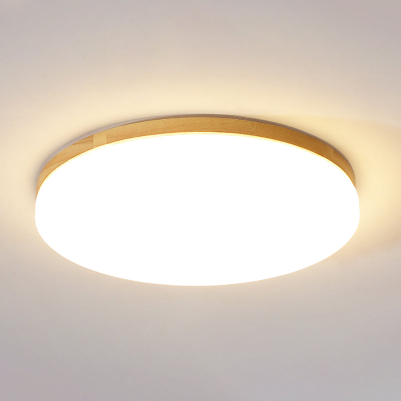 Modern Style Round Ceiling Light Wood LED Flush Mount Light for Living Room