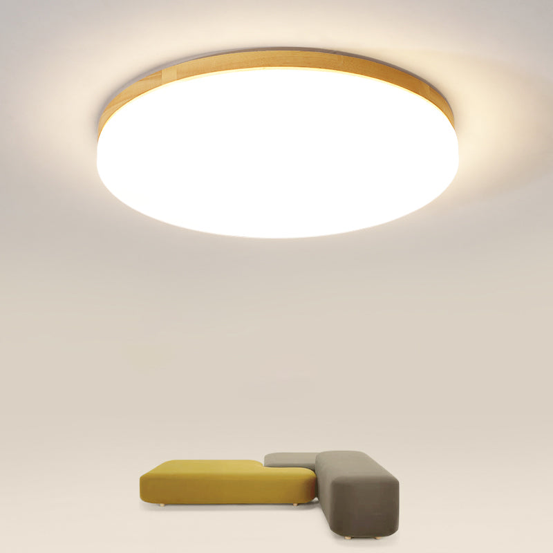 Modern Style Round Ceiling Light Wood LED Flush Mount Light for Living Room