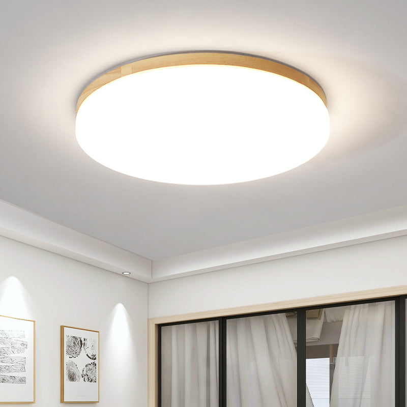 Modern Style Round Ceiling Light Wood LED Flush Mount Light for Living Room