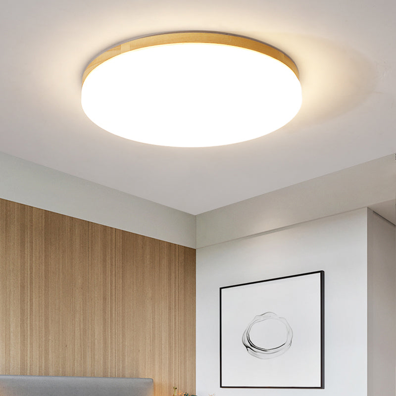 Modern Style Round Ceiling Light Wood LED Flush Mount Light for Living Room