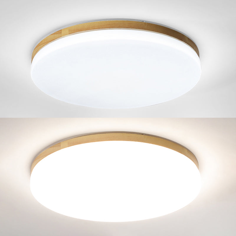 Modern Style Round Ceiling Light Wood LED Flush Mount Light for Living Room