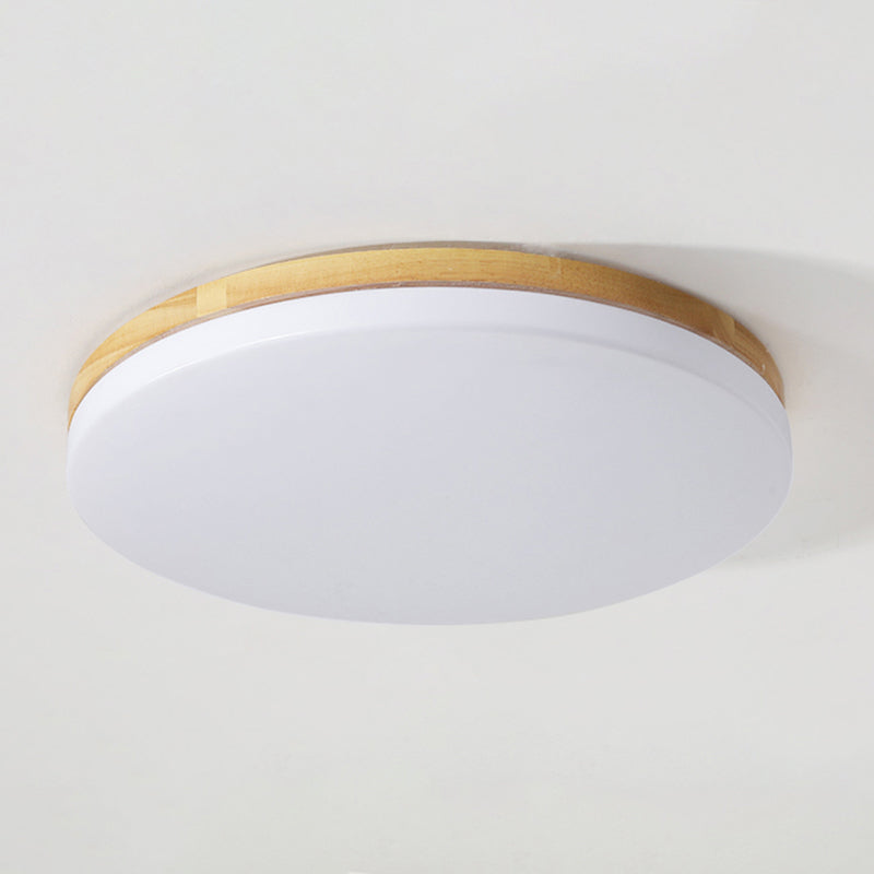 Modern Style Round Ceiling Light Wood LED Flush Mount Light for Living Room